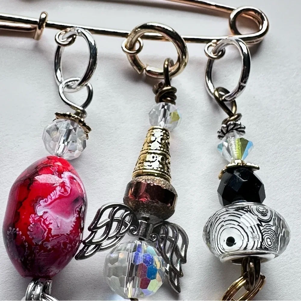 Brooch | Hand Crafted | Glass Beaded |  Pin Artisan Multicolor Wire-Wrapped OOAK